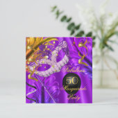 Fabulous Paars Gold Masquerade Birthday Party Kaart (Staand voorkant)