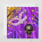 Fabulous Paars Gold Masquerade Birthday Party Kaart (Voorkant)