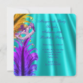 Fabulous Paarse Blauwgroen Masquerade Birthday Par Kaart (Achterkant)