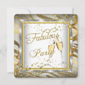Fabulous Party Champagne Zebra Cream Gold Silver 2 Kaart (Voorkant)
