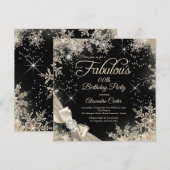 Fabulous Party Pearl Bow Beige Black Snowflake Kaart (Voorkant / Achterkant)