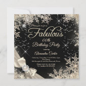 Fabulous Party Pearl Bow Beige Black Snowflake Kaart (Voorkant)