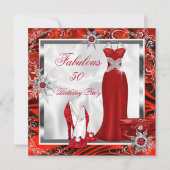 Fabulous Party Red Silver Dress Heels H7 Kaart (Voorkant)