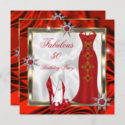 Fabulous Party Red Silver Dress Heels H8 Kaart (Voorkant / Achterkant)