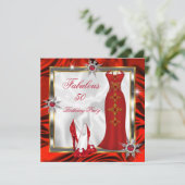 Fabulous Party Red Silver Dress Heels H8 Kaart (Staand voorkant)