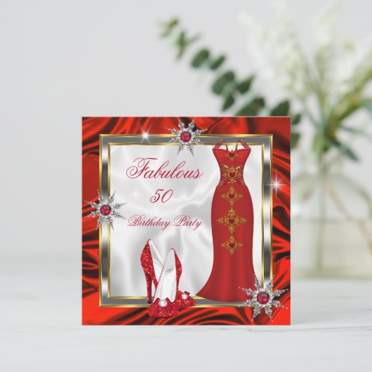 Fabulous Party Red Silver Dress Heels H8 Kaart (Staand voorkant)