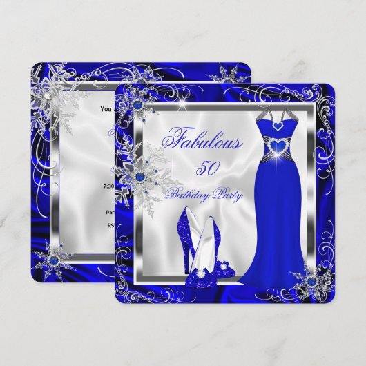 Fabulous Party Royal Blue Silver Dress Heels H9 Kaart (Voorkant / Achterkant)