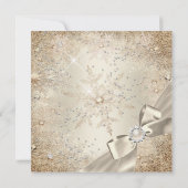 Fabulous Pearl Bow Beige Cream Gold Snowflake Kaart (Achterkant)