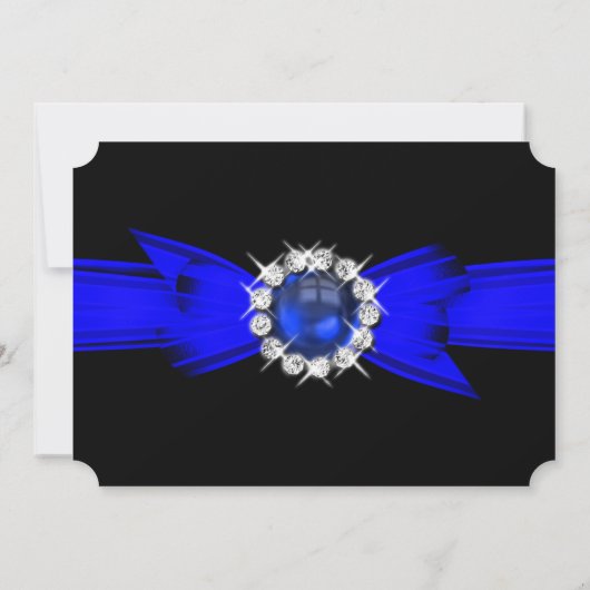 Fabulous Photo Birthday Party Royal Blue Black Kaart (Achterkant)