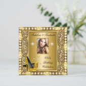 Fabulous Photo Gold Glitz Glam Hollywood Birthday Kaart (Staand voorkant)