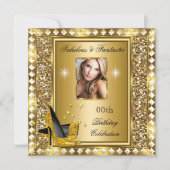 Fabulous Photo Gold Glitz Glam Hollywood Birthday Kaart (Voorkant)