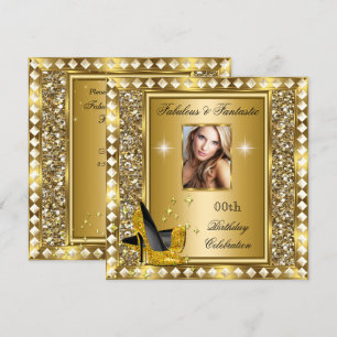 Fabulous Photo Gold Glitz Glam Hollywood Birthday Kaart