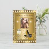 Fabulous Photo Gold Glitz Glam Hollywood Birthday Kaart (Staand voorkant)