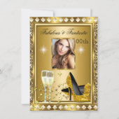 Fabulous Photo Gold Glitz Glam Hollywood Birthday Kaart (Voorkant)