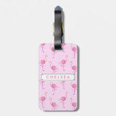 Fabulous Pink Flamingo Waterverf Patroon Bagagelabel (Achterkant verticaal)