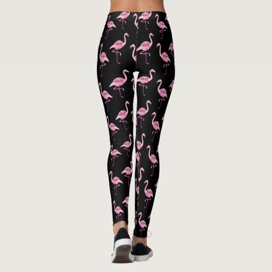 Fabulous Pink Flamingo Waterverf Patroon Leggings (Achterkant)