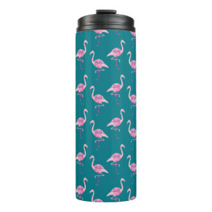 Fabulous Pink Flamingo Waterverf Patroon Thermosbeker