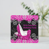 Fabulous Pink Glitter High Heels Birthday Party Kaart (Staand voorkant)