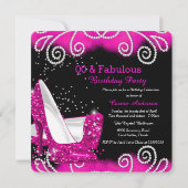 Fabulous Pink Glitter High Heels Birthday Party Kaart (Achterkant)