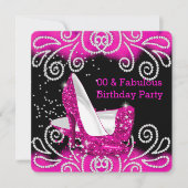 Fabulous Pink Glitter High Heels Birthday Party Kaart (Voorkant)
