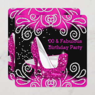 Fabulous Pink Glitter High Heels Birthday Party Kaart