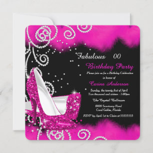 Fabulous Pink High Heels Birthday Party Kaart