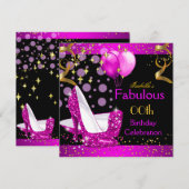 Fabulous Pink High Heels Gold Birthday Party Kaart (Voorkant / Achterkant)