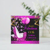 Fabulous Pink High Heels Gold Birthday Party Kaart (Staand voorkant)