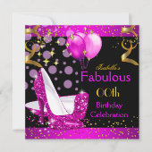Fabulous Pink High Heels Gold Birthday Party Kaart (Voorkant)