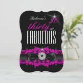 Fabulous Pink Lace Black 30th Birthday Party Kaart (Staand voorkant)