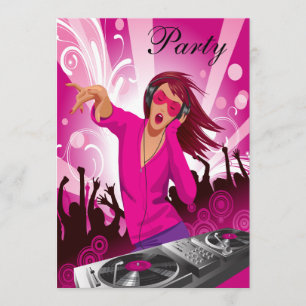 Fabulous Pink Lady DJ Party Kaart