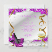 Fabulous Pink Paars Silver Glitter Birthday Party Kaart (Achterkant)