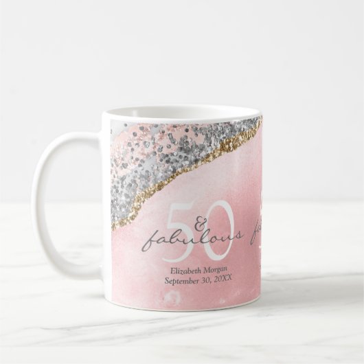 Fabulous Pink Rose Gold Glitter Birthday Koffiemok (Links)