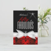 Fabulous Red Black Damask 50e verjaardag Kaart (Staand voorkant)