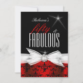 Fabulous Red Black Damask 50e verjaardag Kaart (Voorkant)
