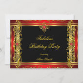 Fabulous Red Black Gold-feestdag Kaart (Voorkant)