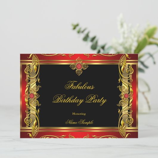 Fabulous Red Black Gold-feestdag Kaart (Staand voorkant)