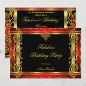 Fabulous Red Black Gold-feestdag Kaart (Voorkant / Achterkant)