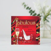 Fabulous Red Champagne Party Black Zebra Kaart (Staand voorkant)