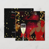 Fabulous Red Glitter Diva Birthday Kaart (Voorkant / Achterkant)