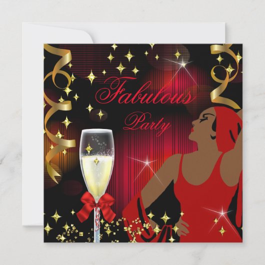 Fabulous Red Glitter Diva Birthday Kaart (Voorkant)