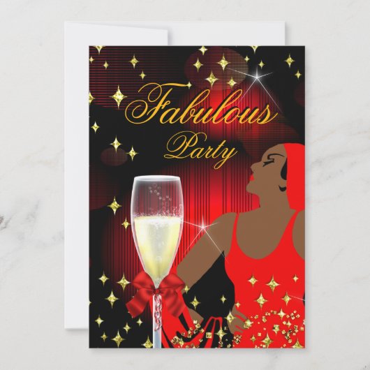 Fabulous Red Glitter Diva Birthday Party Kaart (Voorkant)