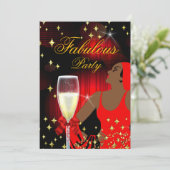 Fabulous Red Glitter Diva Birthday Party Kaart (Staand voorkant)