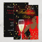 Fabulous Red Glitter Diva Birthday Party Kaart (Voorkant / Achterkant)