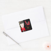 Fabulous Red Glitter Heels Black Gold Birthday Vierkante Sticker (Envelop)