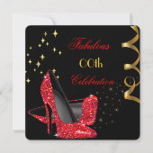 Fabulous Red Glitter High Heels Zwarte Dag Kaart (Voorkant)