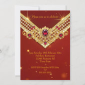 Fabulous Red Gold Diamonds Elegant Birthday Party Kaart (Achterkant)