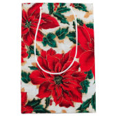 Fabulous Red Poinsettias Faux Fabric Gift Bag Medium Cadeauzakje (Voorkant)