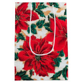 Fabulous Red Poinsettias Faux Fabric Gift Bag Medium Cadeauzakje (Achterkant)
