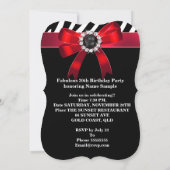 Fabulous Red Zebra Black White Birthday Party Kaart (Achterkant)